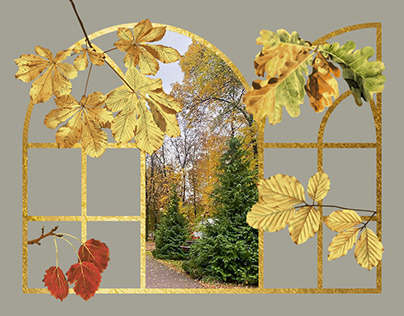 Window into autumn. Painting, collage & animation