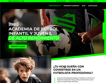 Football soccer academy website design