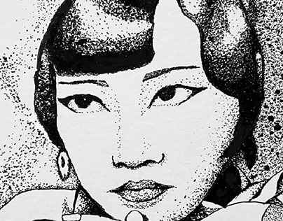 Ink drawing of Anna May Wong ( Wong Liu Tsong)