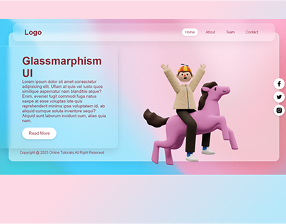Glassmorphism website UI Design