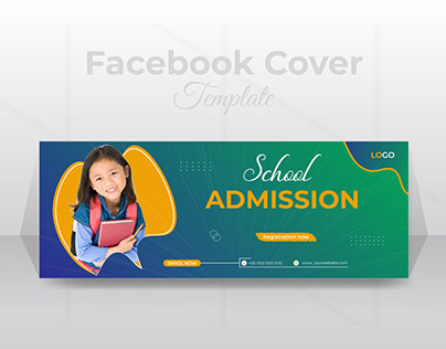 Kids school admession faceboock cover design template