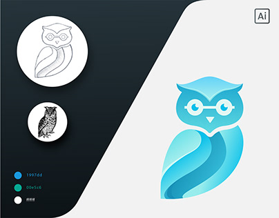 Owl Modern minimalist animal logo design