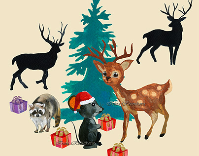 Christmas at the forest animals
