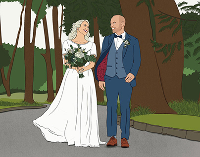 1st Wedding Anniversary Illustration