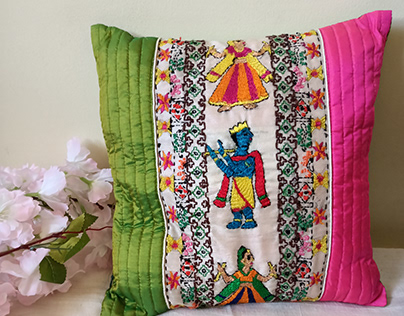 Traditional Hand embroidered cushion cover