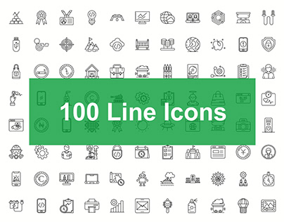 Bundle of 100 Unique Line Black Icons
