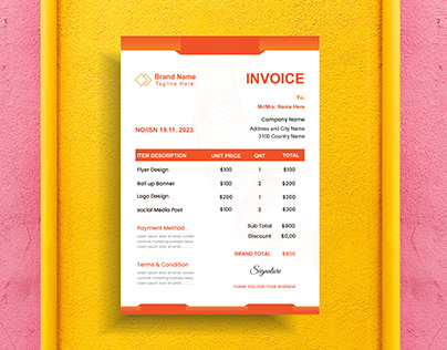 Creative professional invoice template design.