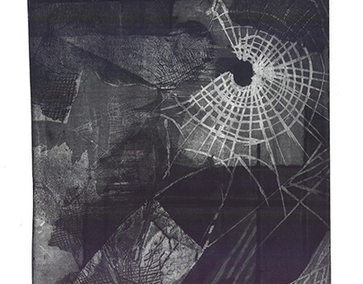 Spider's home , Abstract , intaglio , printmaking ,2018