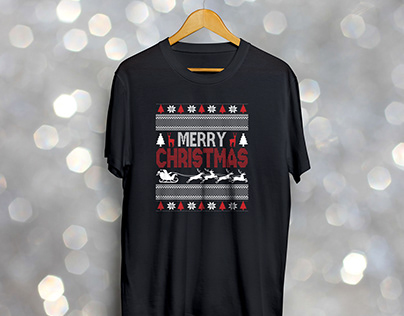 Merry christmas vector typography t shirt design .