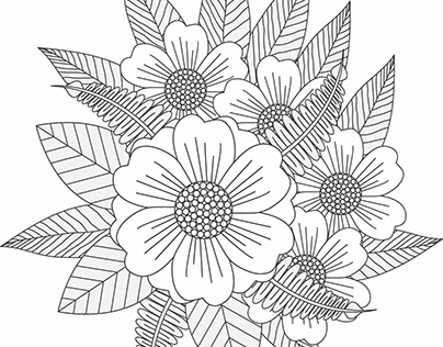 Flower coloring pages for adult.