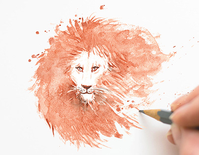 Free Lion Watercolor Painting