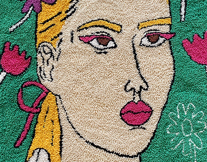 Flower girl, a hand-embroidered illustration