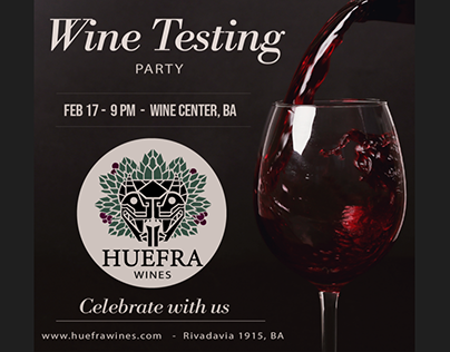 Flyer invitacion "Huefra Wines"