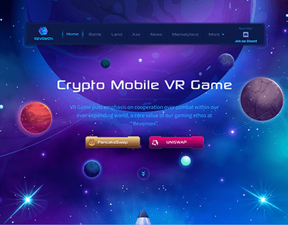 Web UI UX & branding for Revomon VR Dapp game and NFT