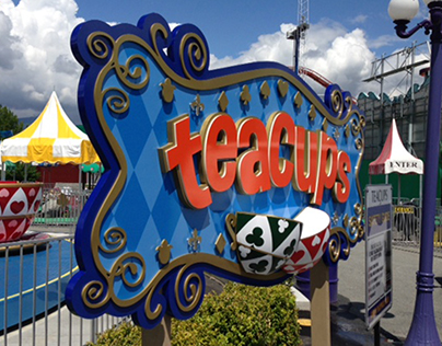 "Teacups" Amusement Park Ride Signage, Playland