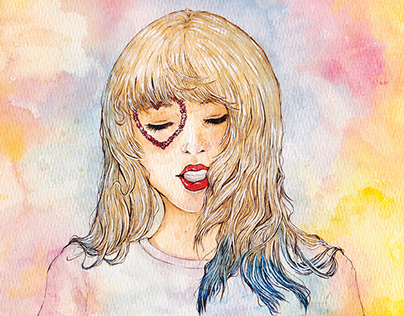 Watercolor Fan Art Illustration of Taylor Swift