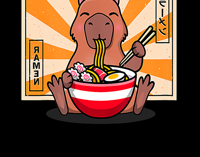 Cute Capybara Eating Ramen Funny Animal Anime Manga