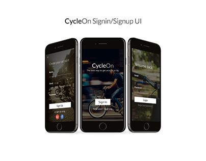 CycleOn signin/signup UI design