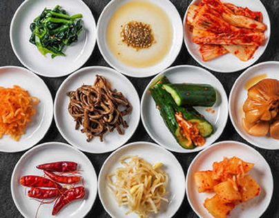 A variety of South Korean side dishes