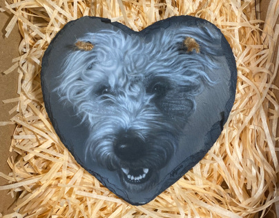 Dog portrait custom airbrushed slate