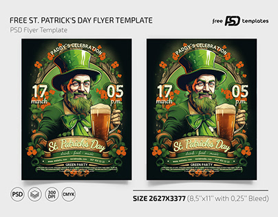 Free St Patrick`s Day Flyer Template PSD
