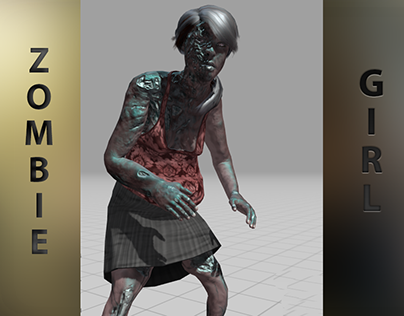 Rigged Zombie Girl 3D Model