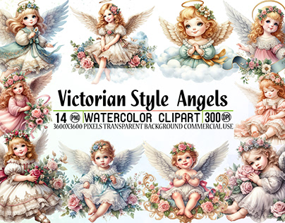 Victorian Style Angels Clipart