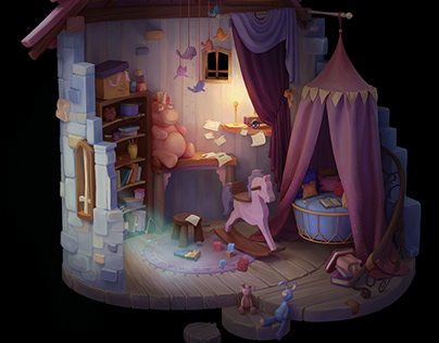 The concept art of a children's playroom