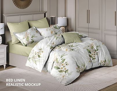 Bed Linen Super Realistic Mockup PSD