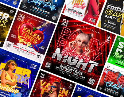 Night Club and Valentine day Party Flyer Template