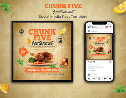 Chunk Five Restaurant Social Media Post Template