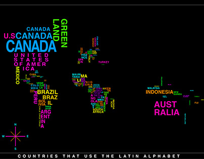 Poster of countries that use the latin alphabet