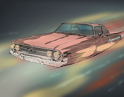 Flying car / Chevy Impala / Retro Future