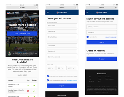 NFL GAME PASS UX/UI PRODUCT CASE STUDY