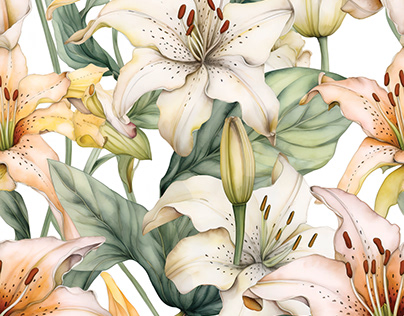 Lilies Seamless Patterns