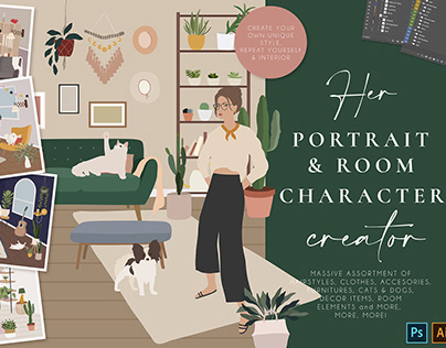 Portrait & Room Character Creator / Digital Clipart Set