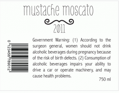 Mustache Moscato Back Label