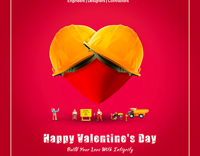 Valentines Day poster for construction company