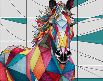 Illustration of cubism horses