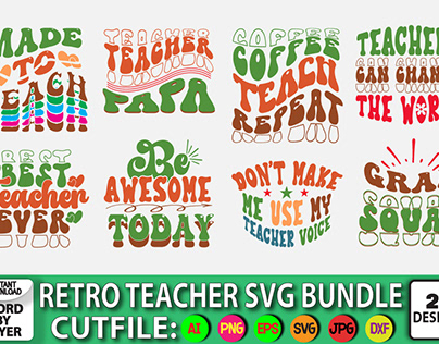 Retro Teacher SVG Bundle