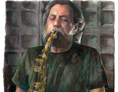 Realistic portrait of a saxophonist