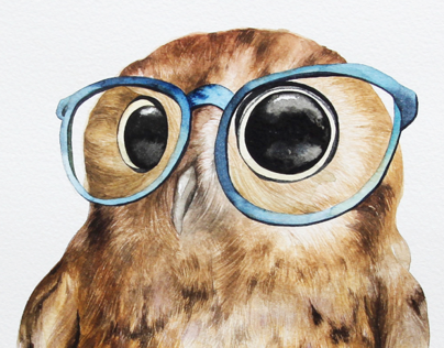Owl and blue glasses
