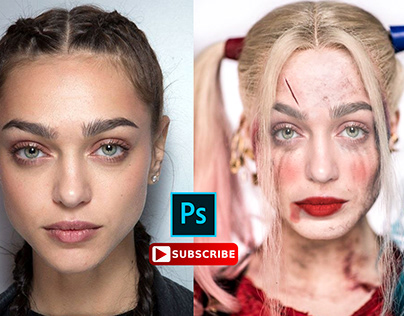 convert girl to Harley Quinn with Photoshop tutorial