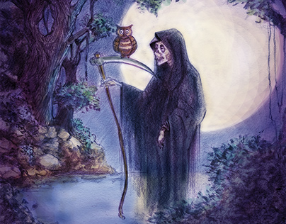 Book Illustration - Lady Death and the Wise Owl