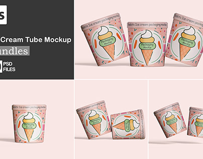 Ice cream packaging mockup bundles PSD files
