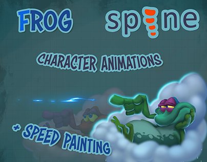 Spine 2D CHARACTER ANIMATIONS frog on a cloud