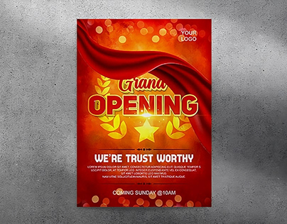 Grand Opening Reddish Gradient Poster