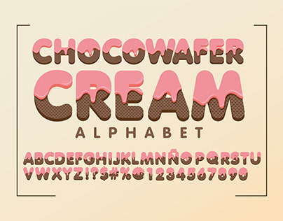 wafer cream alphabet, Ice Pink cream melted decorative