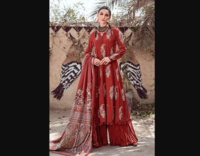 Embroidered Khaddar 3 Pieces Suit Set for Women