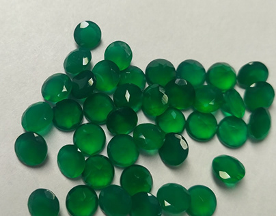 Natural Green Onyx 5mm Faceted Round Cut Loose Gemstone